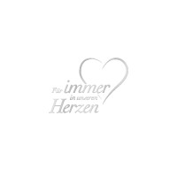 „Für immer in unseren Herzen”  MIT HERZ silber  Dekor für Urnen von Feuer und Erde