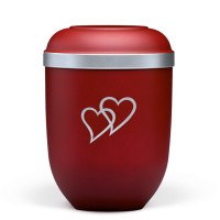 Urne  Weinrott Matt Silberrand Herzen