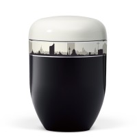 Korpus Schwarz Deckel Weiß Dekorband Skyline Leipzig