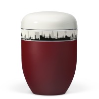 Urne  Weinrot Velours Dekorband Skyline Hamburg