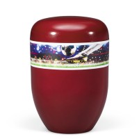 Urne  Weinrot Matt Dekor Fussball