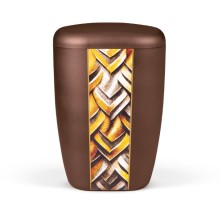 Urne  KastanienBraun Matt Dekor Vertikal  Golden Leaves