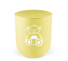 Keramikurne Kleinurne Gelb Dekor Teddybär Weiß