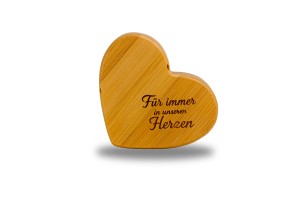 Gedenkherz aus Bambus mit Lasergravur klein