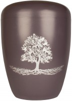Biourne pastellbraun lackiert Folienemblem Baum silber