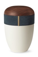 HolzLederurne „Graphit“ cremeweiß mit Wildleder