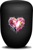 Urne tiefenschwarz  Blumenherz