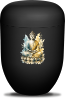 Urne tiefenschwarz  Budda