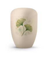 Urne  Editon Horizon Samton creme mit Aufdruck Ginkgo biol Abbaub